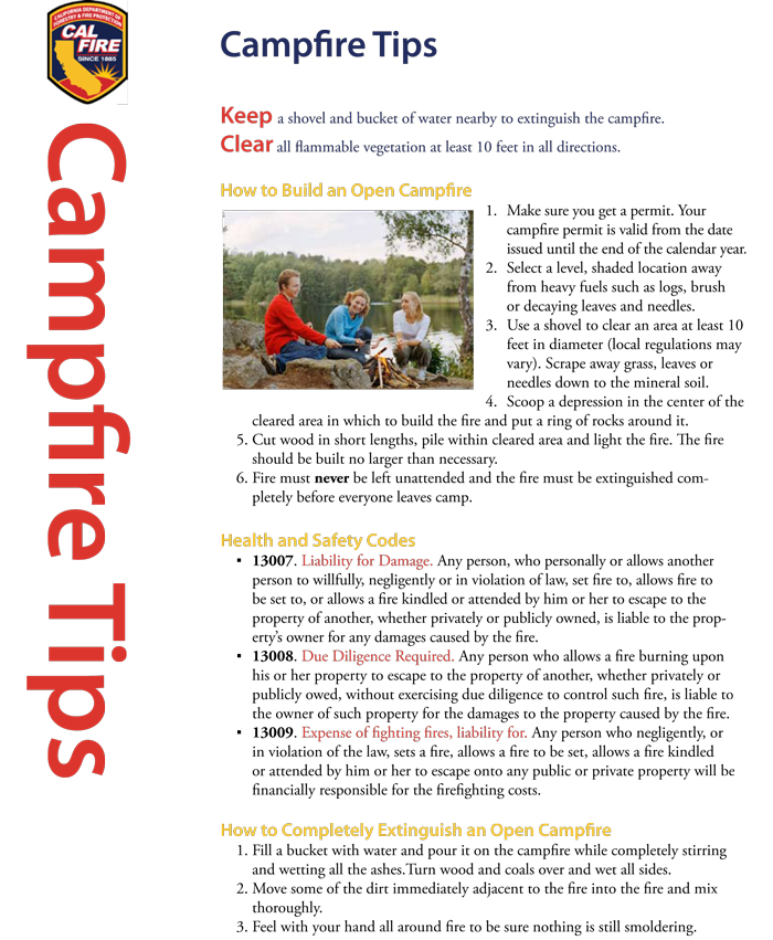 CAL FIRE campfire tips 1