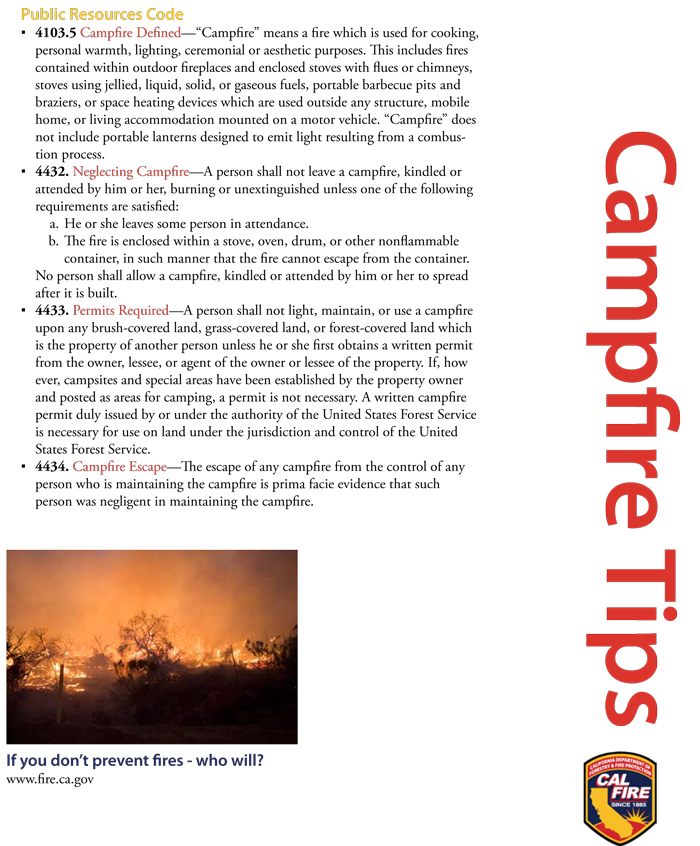 CAL FIRE campfire tips 2