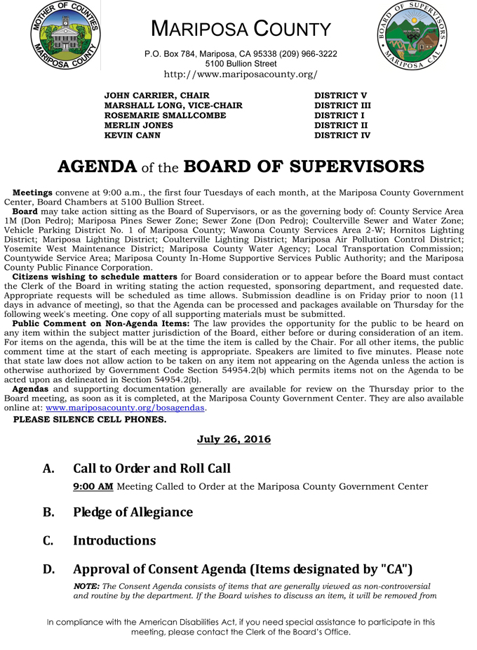 2016 07 26 mariposa county board of supervisors agenda july 26 2016 1