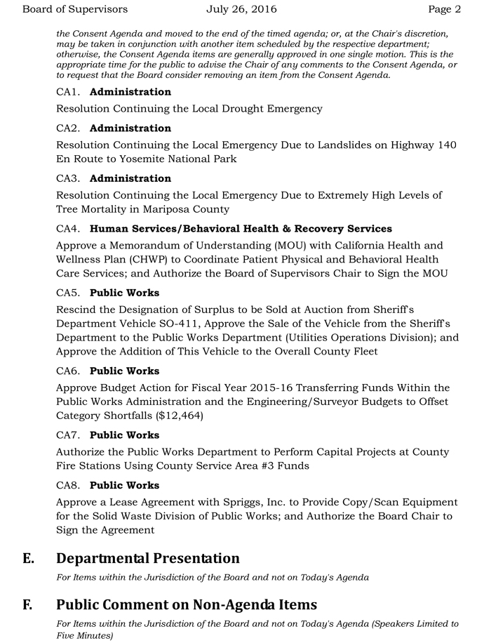 2016 07 26 mariposa county board of supervisors agenda july 26 2016 2