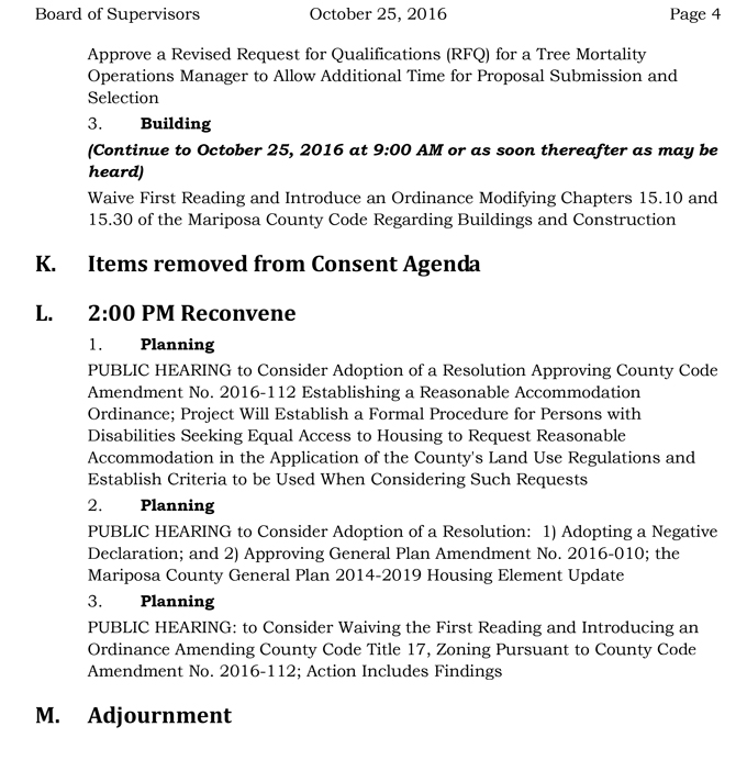 2016 10 25 mariposa county board of supervisors agenda october 25 2016 4