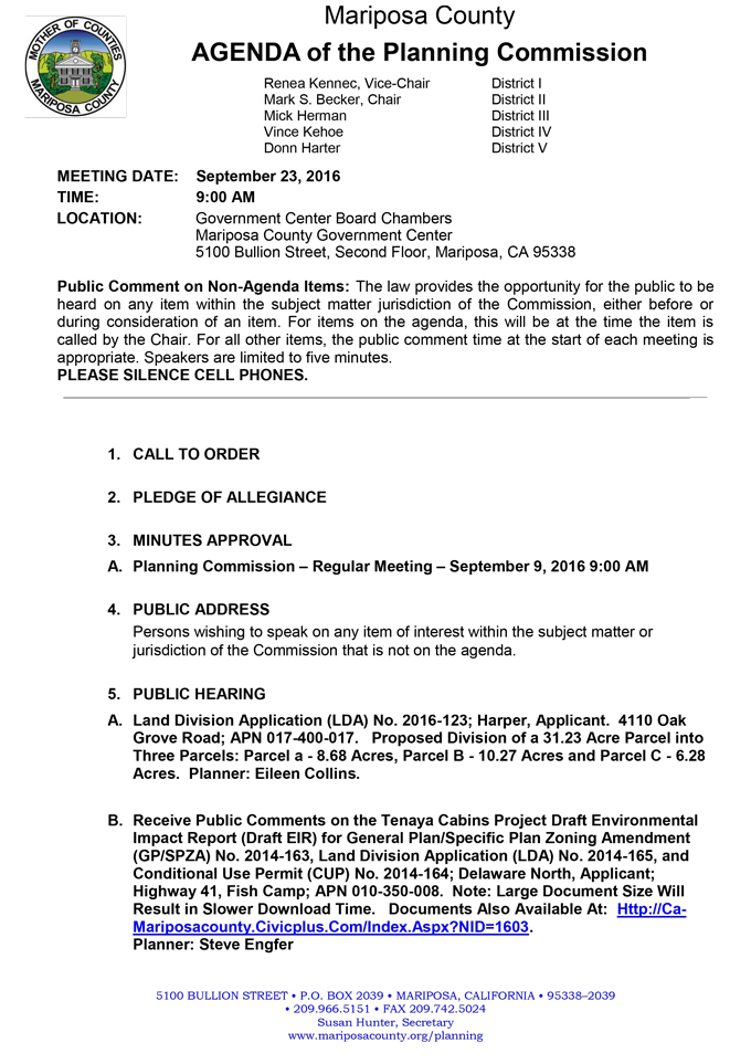 2016 09 23 mariposa county planning commission agenda september 23 2016 1