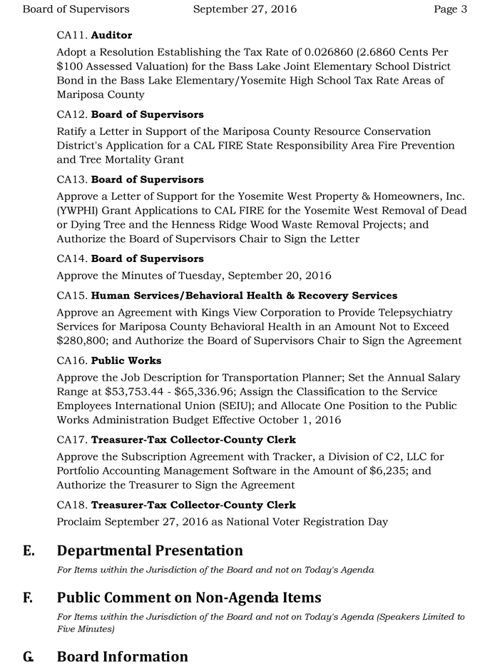 2016 09 27 mariposa county board of supervisors agenda september 27 2016 3
