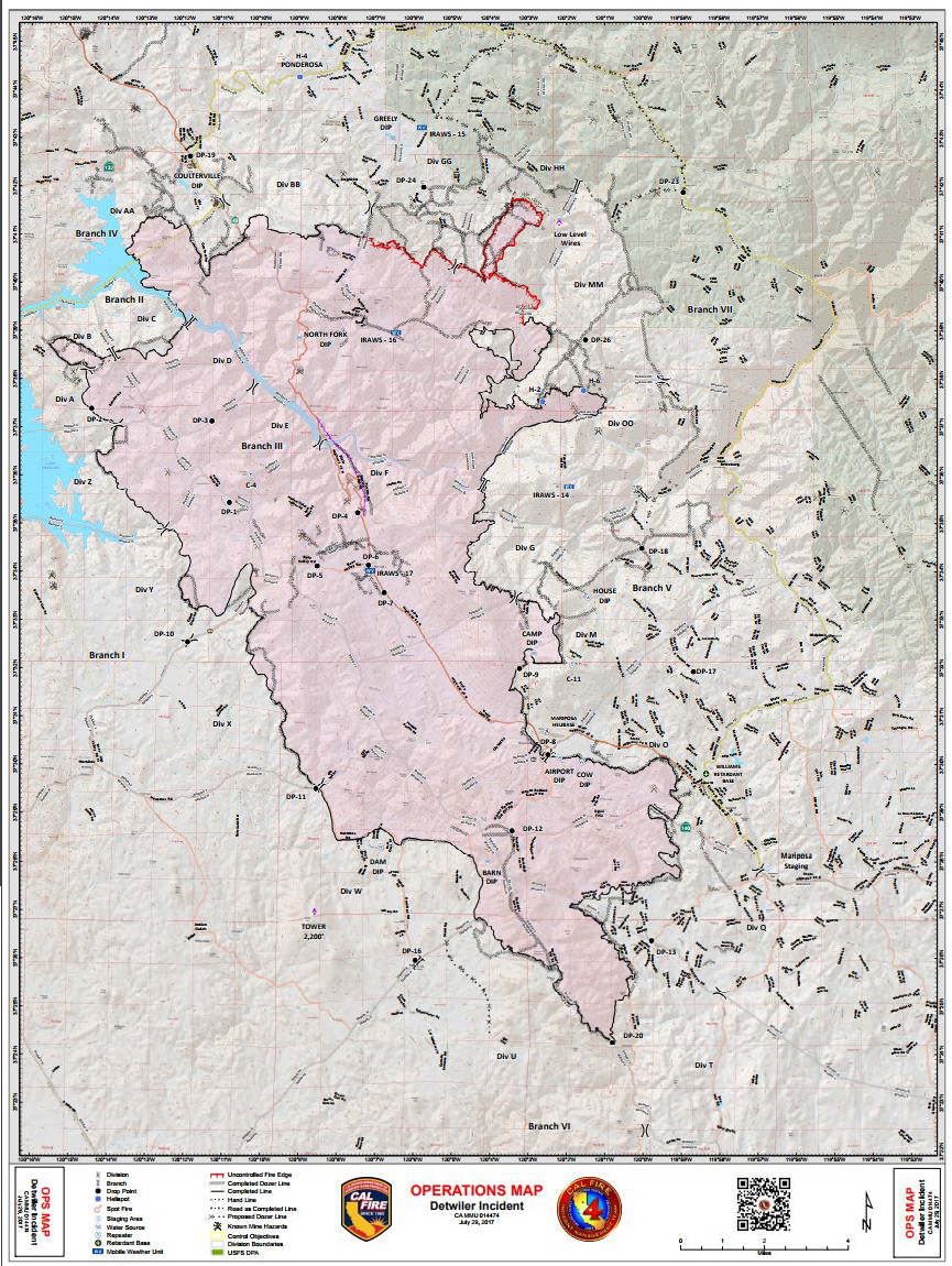 map operations detwiler fire mariposa county saturday july 29 2017