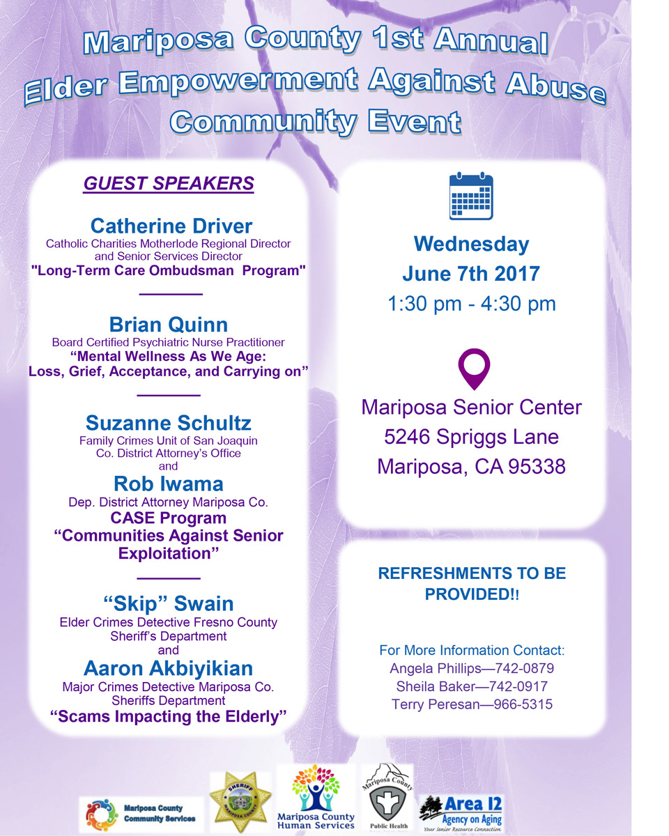 mariposa county elder empowerment event flyer