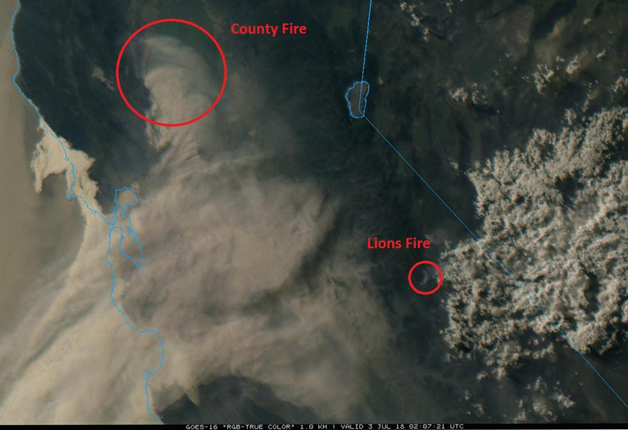 County Fire smoke map 7 3 18