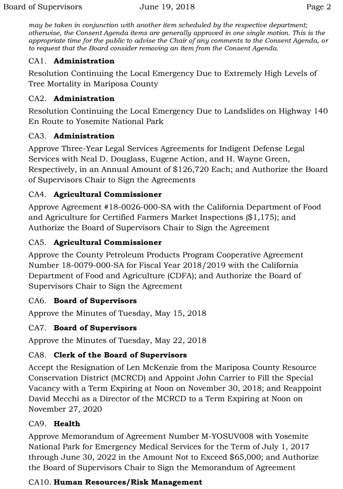 2018 06 19 mariposa county Board of Supervisors public Agenda june 19 2018 2