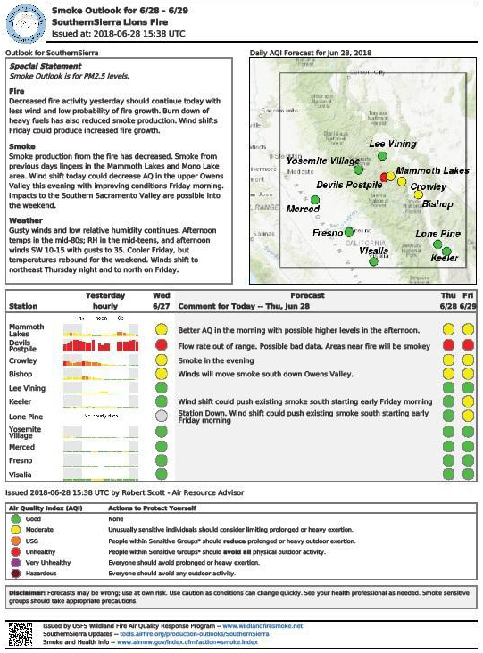 Lions Fire SNF Air Quality Update 6 29 18 2