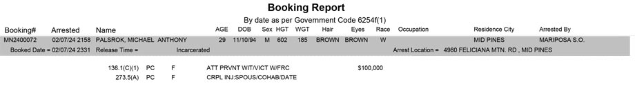 mariposa county booking report for february 7 2024