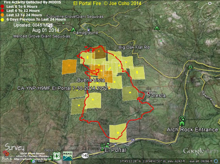 ElPortal Fire MODIS Fire Activity 0045 MDT Aug 1  2014