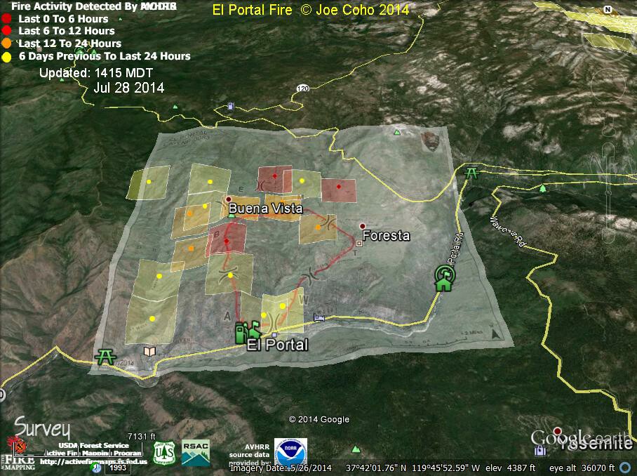 ElPortal Fire Modis Fire Ignitions 1415 MDT Jul 28 2014