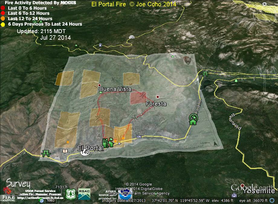 ElPortal Fire Modis Fire Ignitions 2115 MDT Jul 27 2014