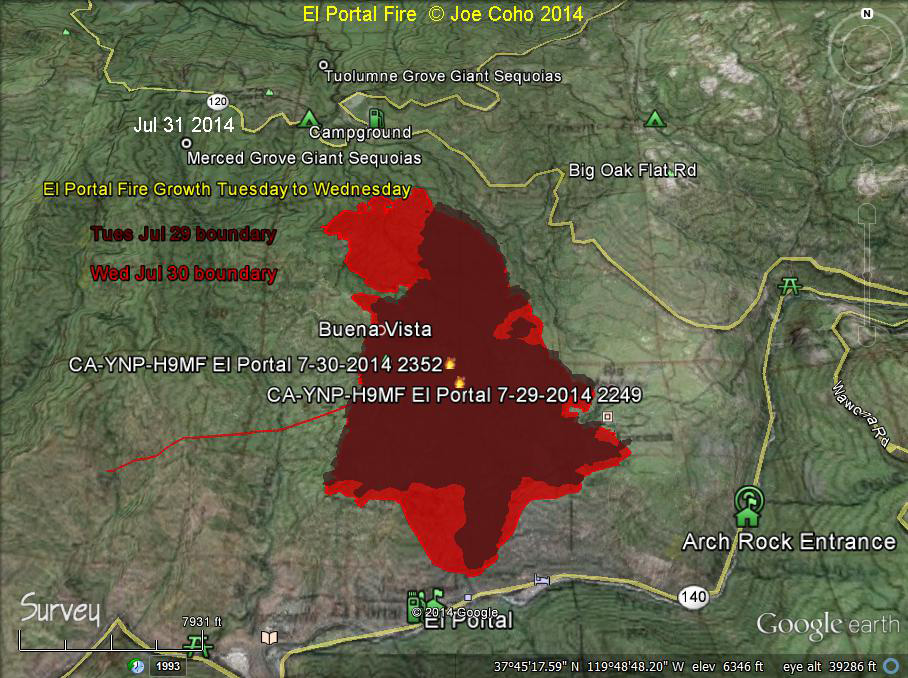 ElPortal-Fire-Jul-31-2014-24-hr-fire-growth-Jul-29-to-Jul-30