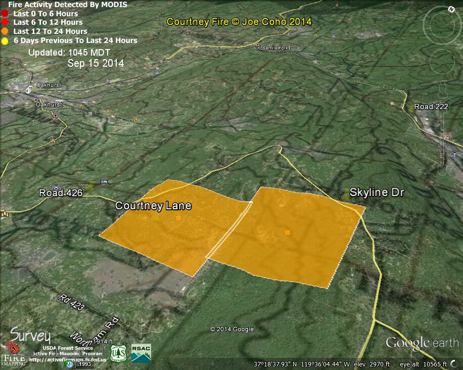 2 Courtney Fire MODIS Fire Detections 1045 MDT Sep 15 2014