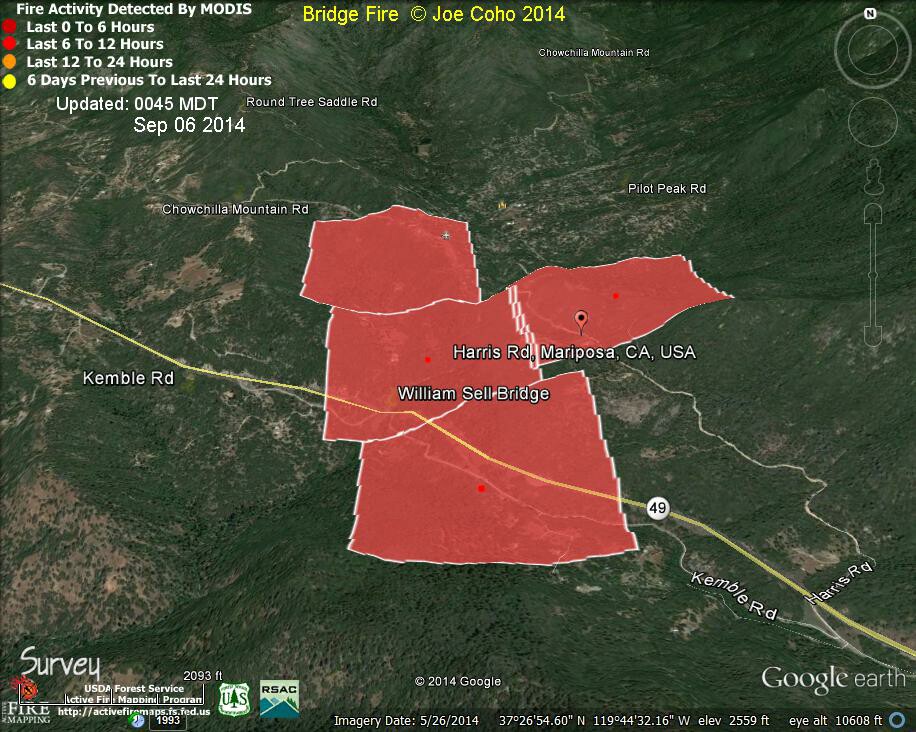 Bridge Fire MODIS Fire Detections 0045MDT Sep 06 2014