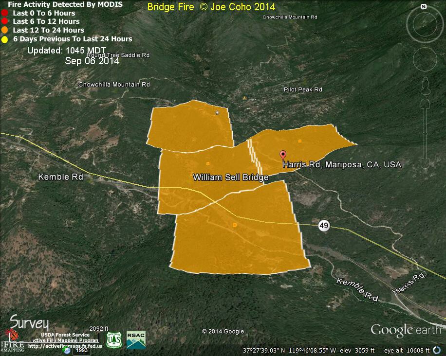 Bridge Fire MODIS Fire Detections 1045 MDT Sep 06 2014
