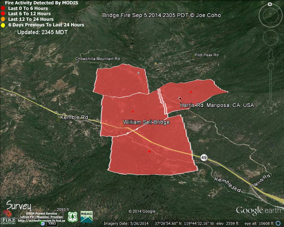 MODIS Bridge Fire Sep 5 2014 2305 PDT