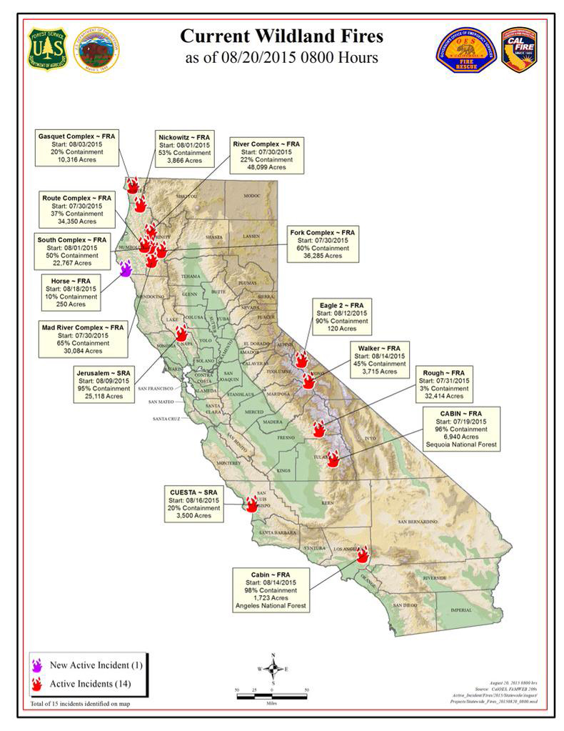 california wildfire map august 20 2015