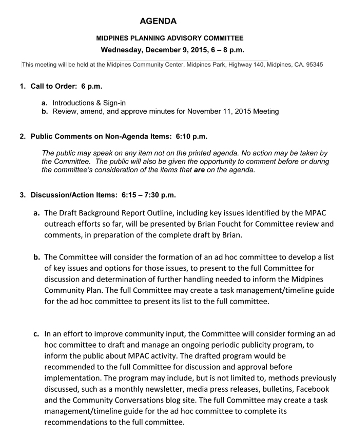 2015 12 09 midpines planning advisory committee agenda december 1