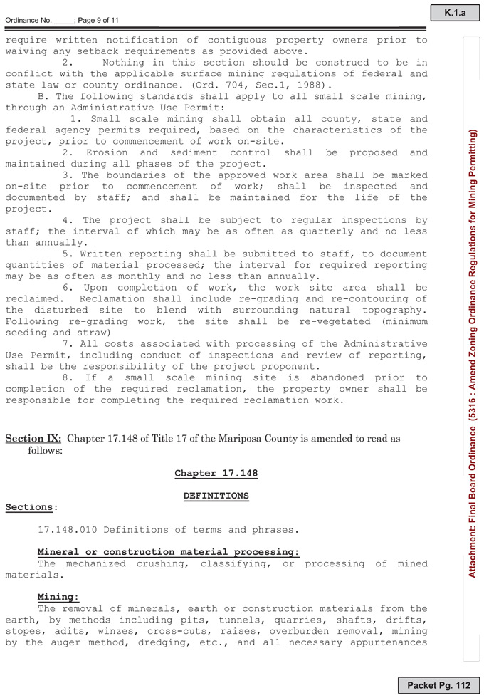 2015 12 15 mariposa county board of supervisors mining ord 11