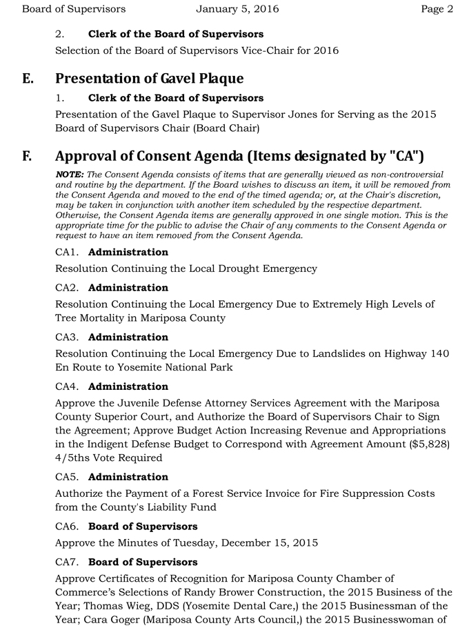 2016 01 05 mariposa county board of supervisors agenda january 5 2016 2