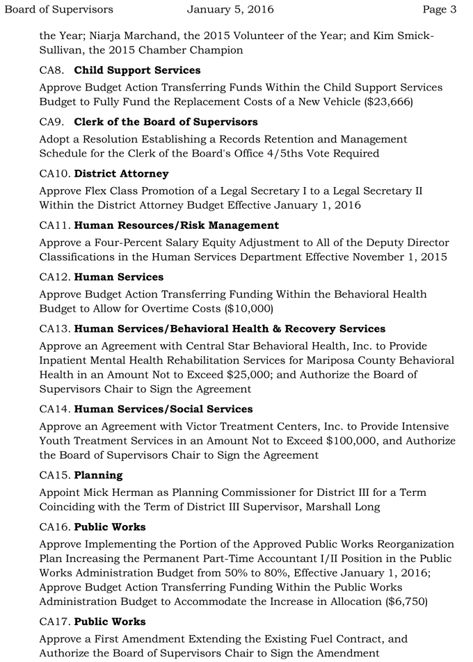 2016 01 05 mariposa county board of supervisors agenda january 5 2016 3