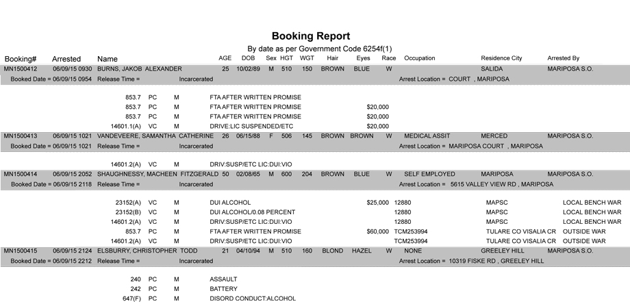 booking report 6 9 2015