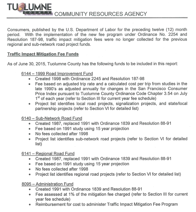 tuolumne county traffic impact mitigation fee report 2015 2