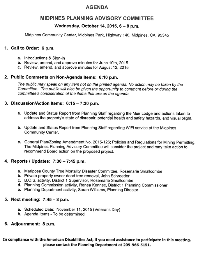 2015 10 14 Midpines Planning Advisory Committee