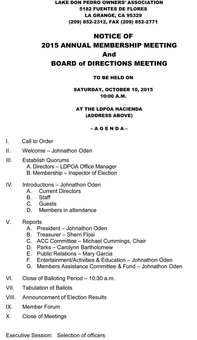 lake don pedro annual meeting october 10 2015
