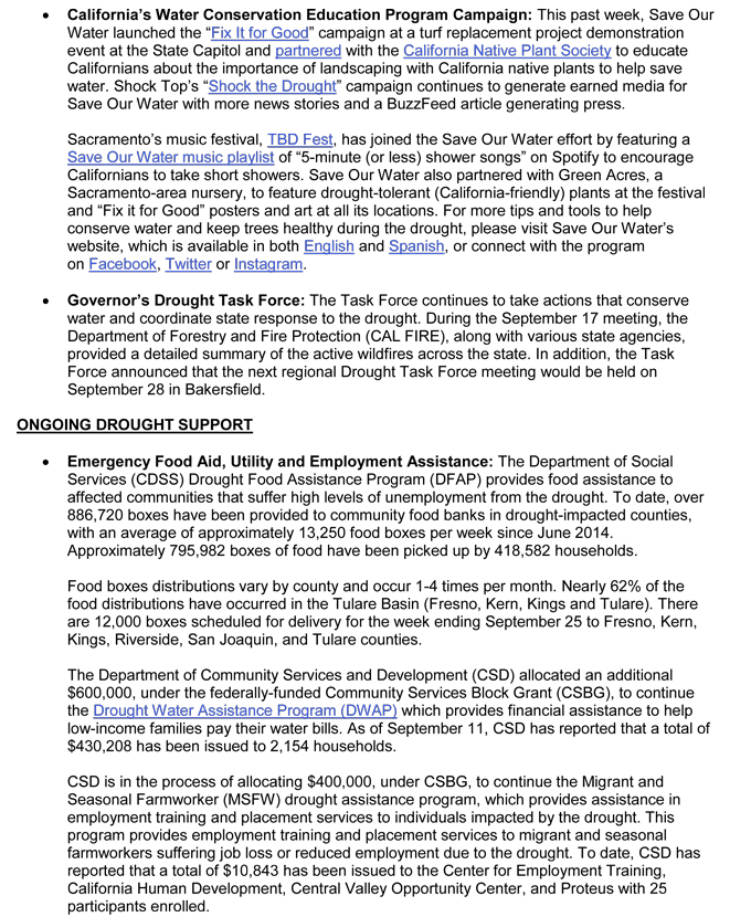 california weekly drought update september 23 2015 2