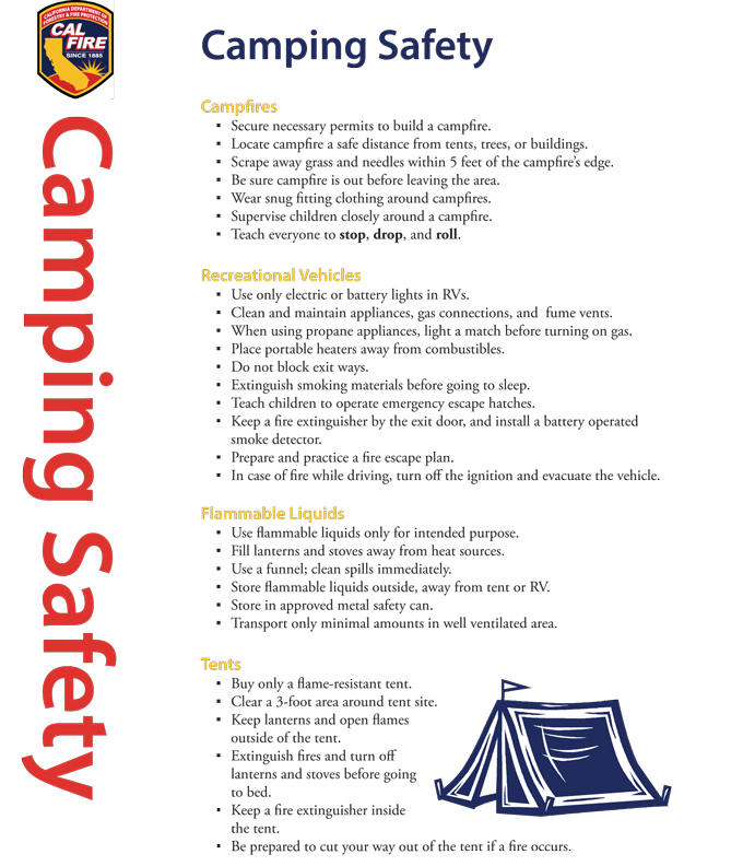 cal fire camping safety tips