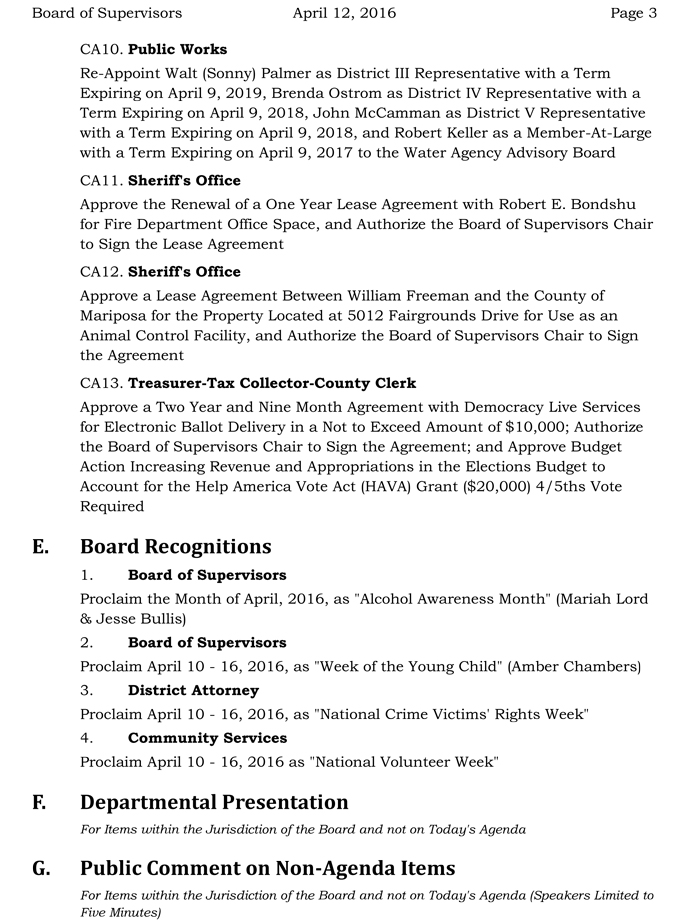 2016 04 12 mariposa county board of supervisors agenda april 12 2016 3