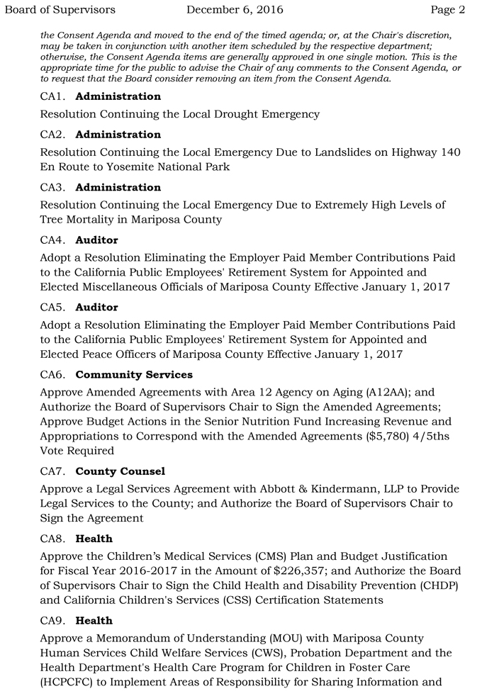 2016 12 06 mariposa county board of supervisors agenda december 6 2016 2