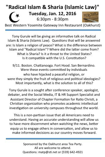 oakhurst coarsegold mariposa tea party radical islam and sharia islamic law