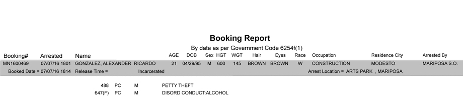 mariposa county booking report july 7 2016