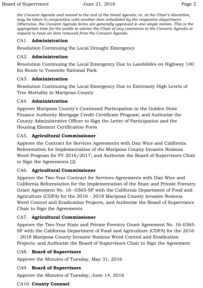 2016 06 21 mariposa county board of supervisors agenda june 21 2016 2