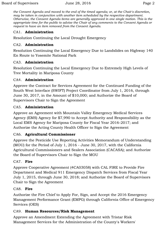 2016 06 28 mariposa county board of supervisors agenda june 28 2016 2