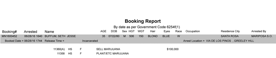 mariposa county booking report june 28 2016