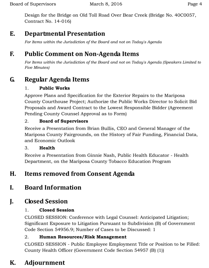 mariposa county board of supervisors meeting agenda march 8 2016 4