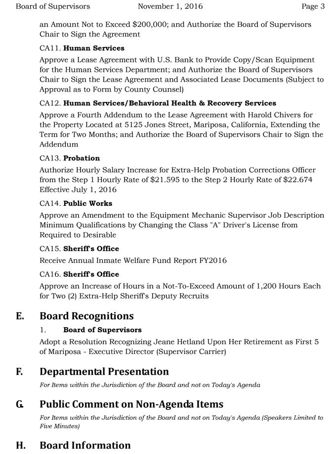 2016 11 01 mariposa county board of supervisors agenda november 1 2016 3