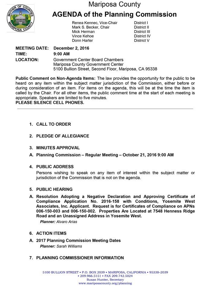 2016 12 02 mariposa county planning commission agenda december 2 2016 1