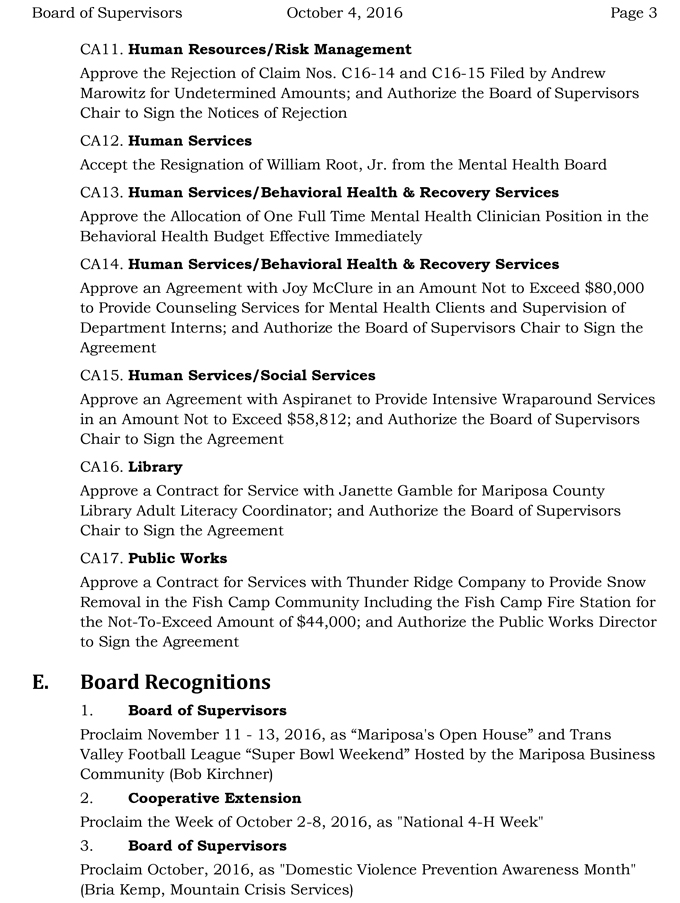 2016 10 04 mariposa county board of supervisors agenda october 4 2016 3