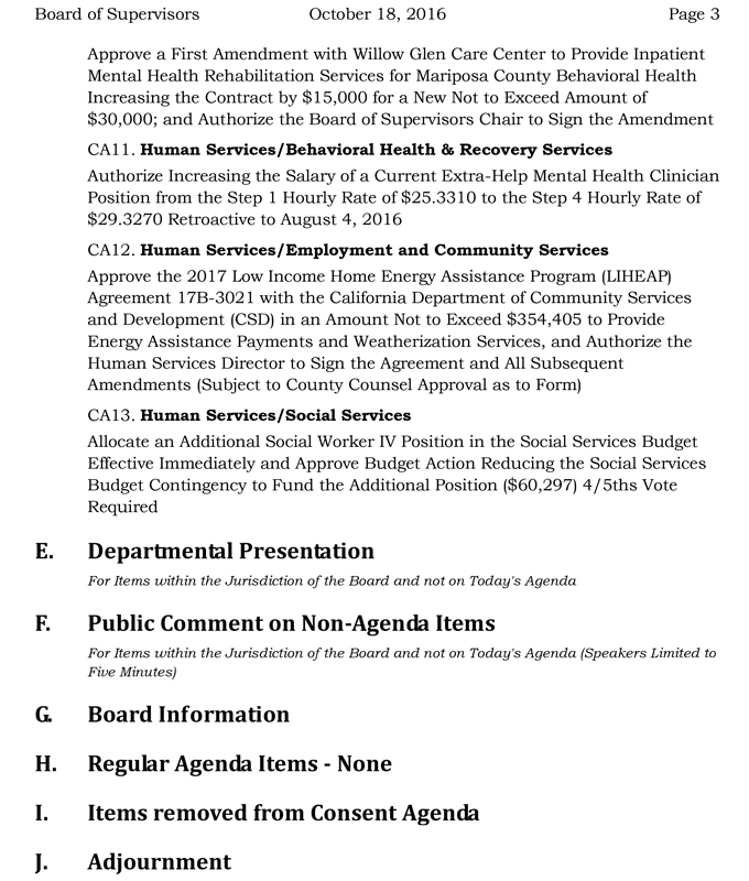 2016 10 18 mariposa county board of supervisors agenda october 18 2016 3