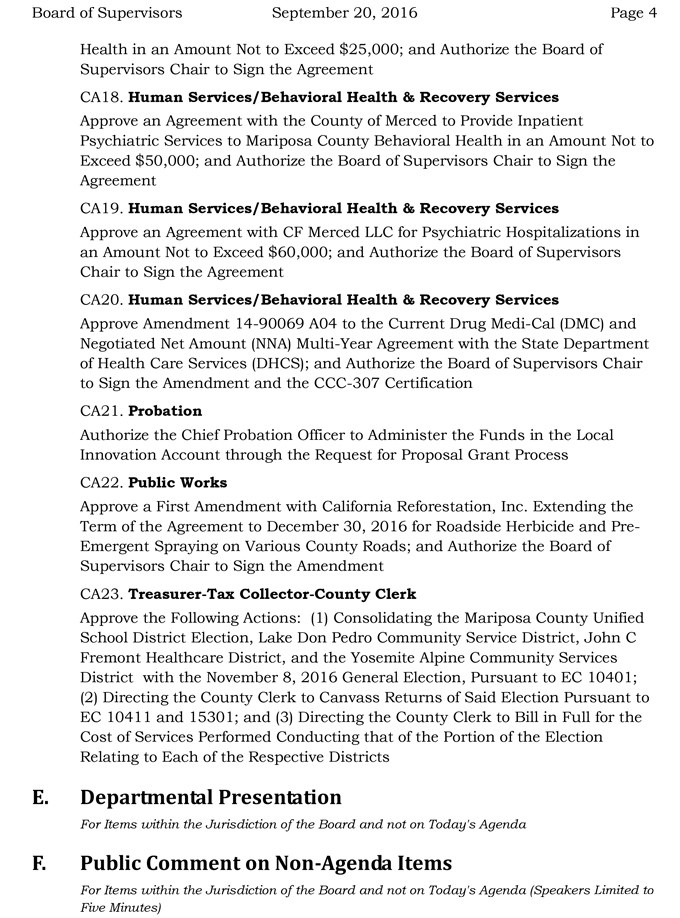 2016 09 20 mariposa county board of supervisors agenda sepember 20 2016 4