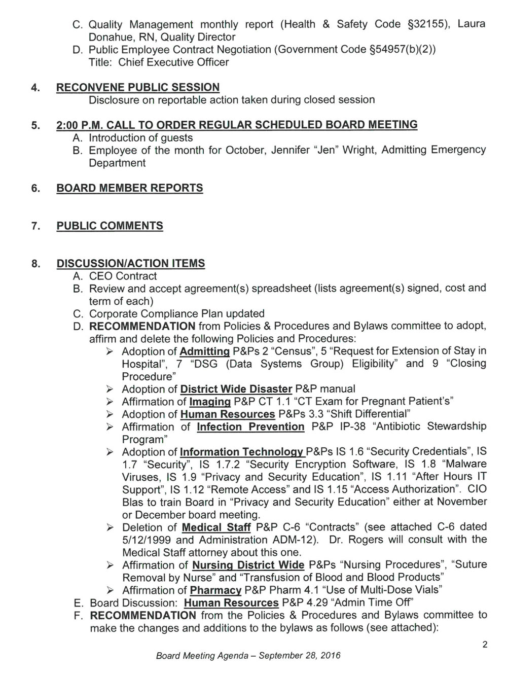 9 28 2016 Agenda Bd Mtg 2