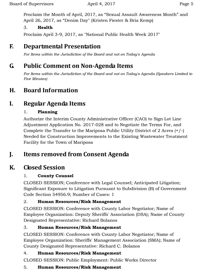2017 04 04 mariposa county board of supervisors agenda april 4 2017 5