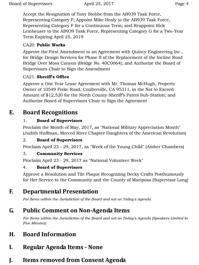 2017 04 25 mariposa county board of supervisors agenda april 25 2017 4