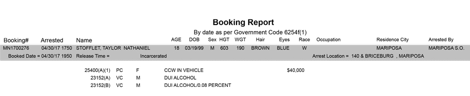mariposa county booking report for april 30 2017
