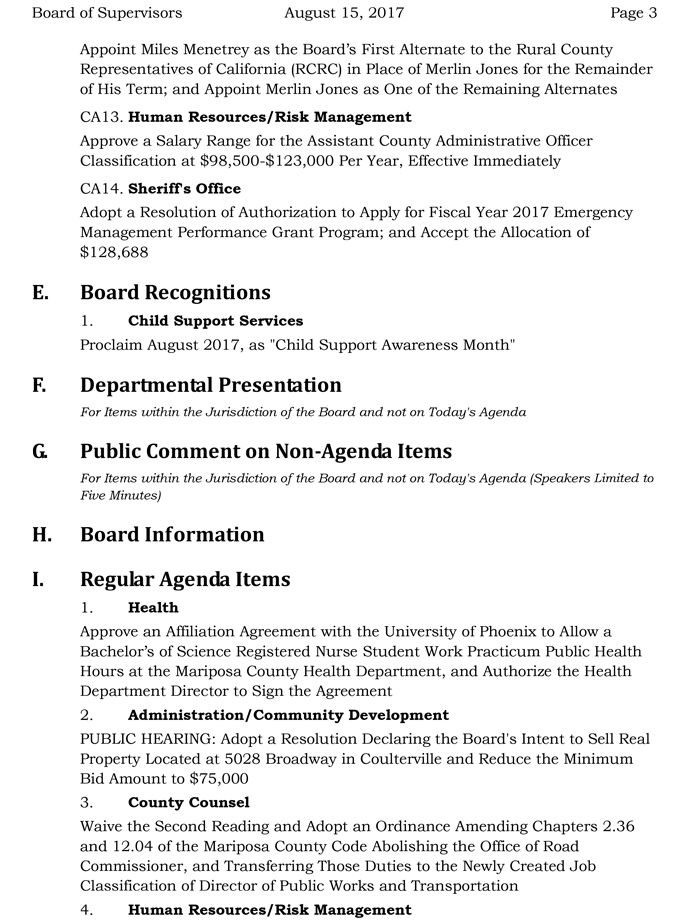 2017 08 15 mariposa county board of supervisors agenda august 15 2017 3